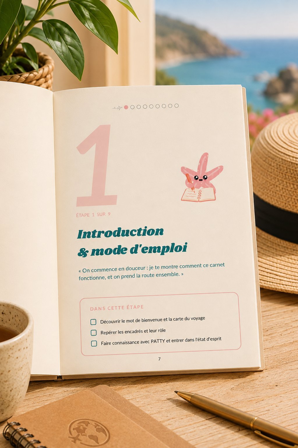 Page d'ouverture d'étape du carnet